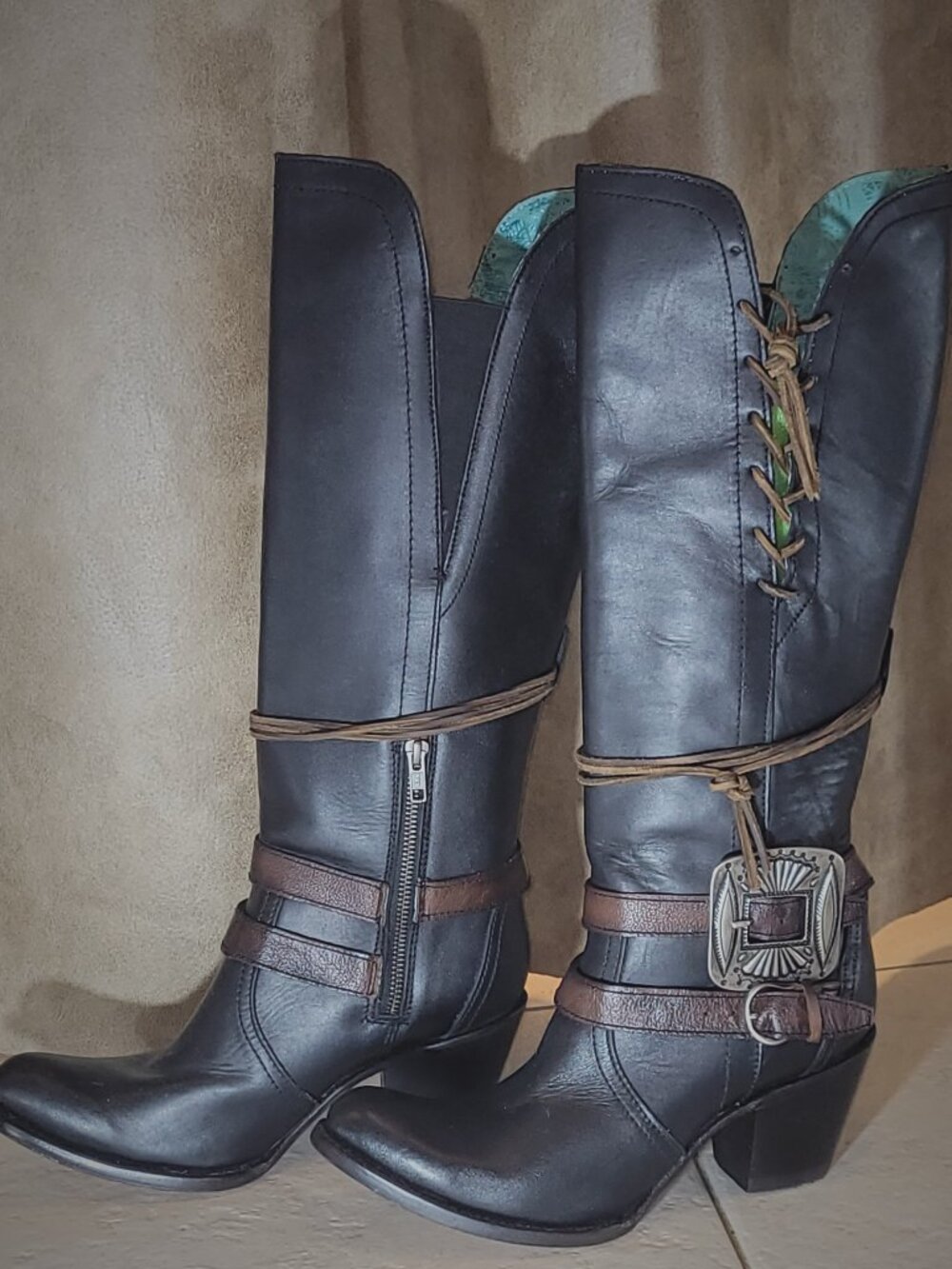 Corral harness and lace tall boots NWOB